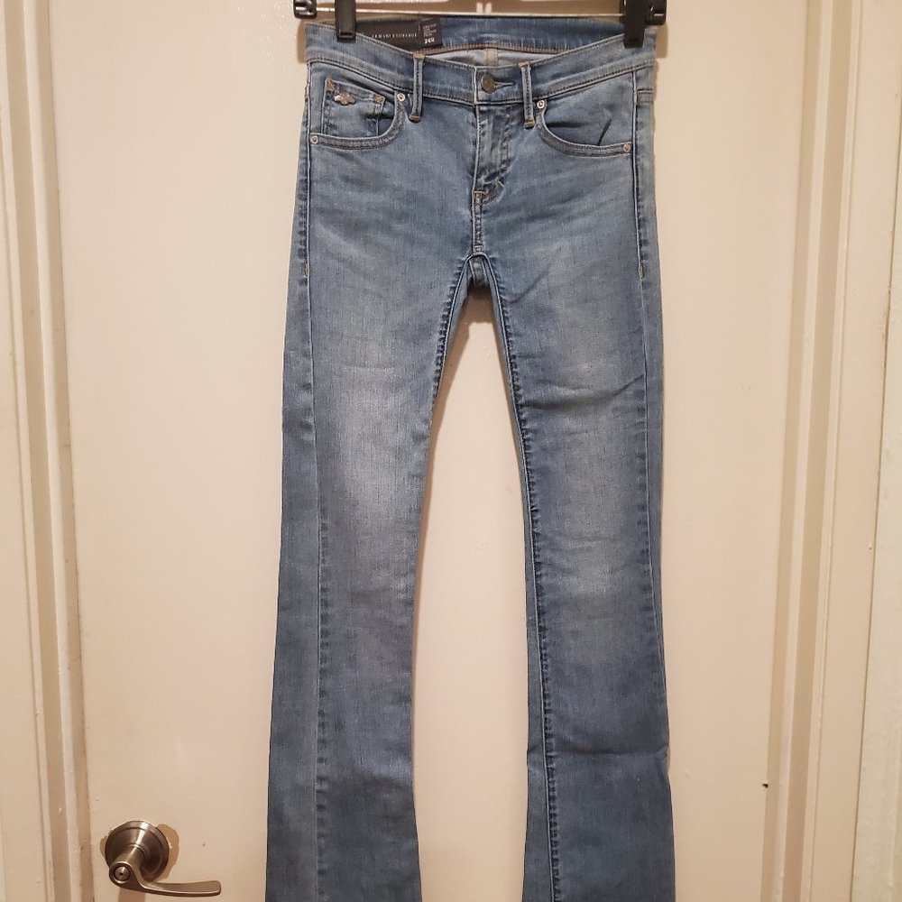Armani Exchange Faded Blue Skinny Boot Jeans